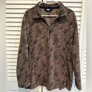 Lands' End Leopard Print Fleece Pullover